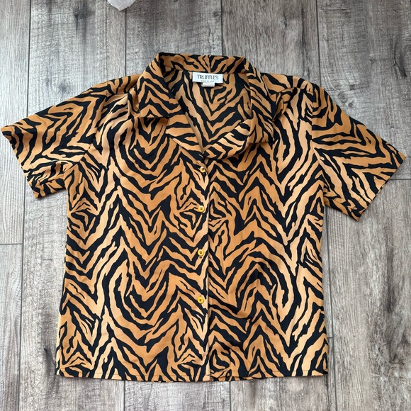 Vintage 1980s Tiger Print Blouse - Truffles - Picture 6 of 8